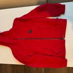 Philipp Plein Red Quilted Zip-Up Jacket for boys 12 years old